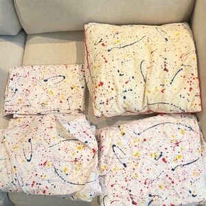 Paint Splatter Bedding Set - White with Red, Blue & Yellowing